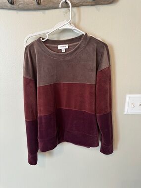 Evereve Velvet Colorblock Sweatshirt - Taupe, Burgundy, Plum
